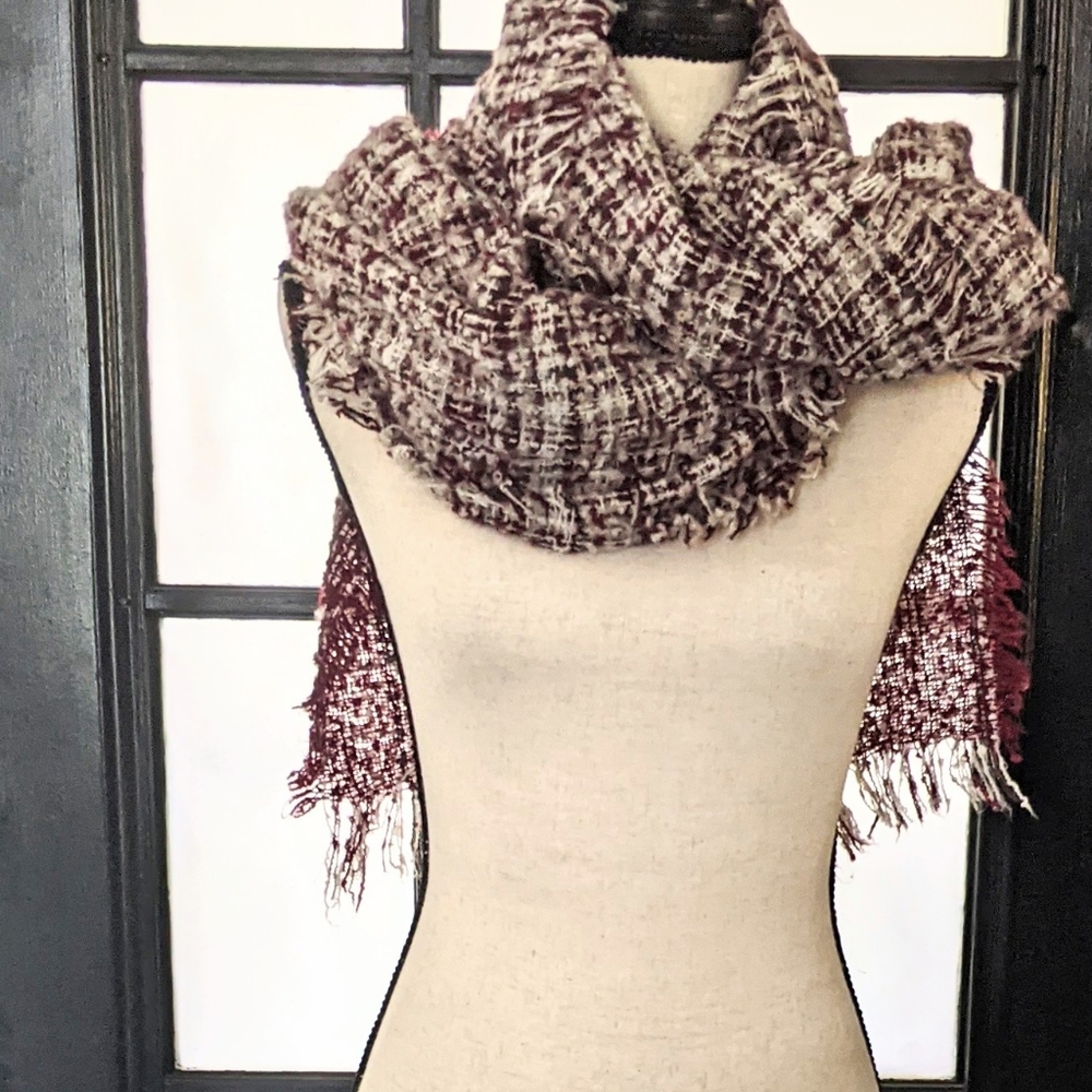 Burgundy, White, Grey Pashmina
